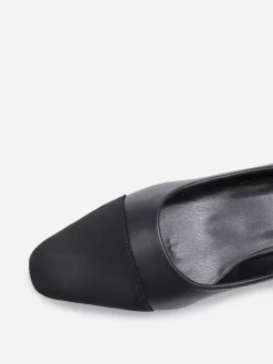 La Modeuse Escarpins bi-matières à bout carré grandes tailles Noir
