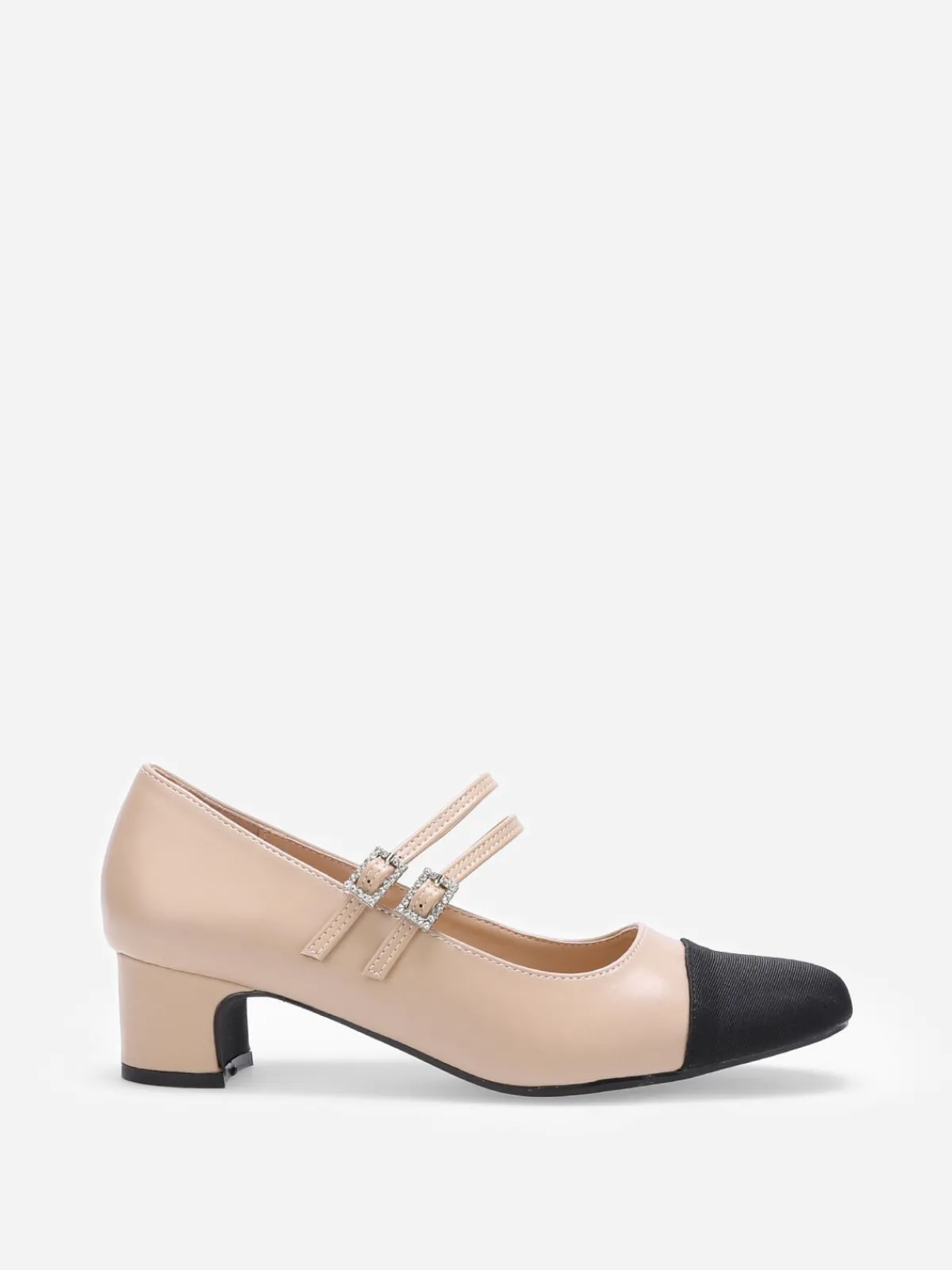 Best La Modeuse Escarpins bi-matières à brides Beige