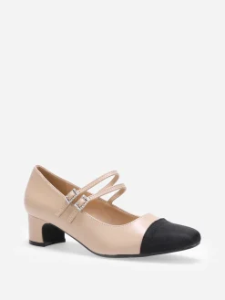 Best La Modeuse Escarpins bi-matières à brides Beige