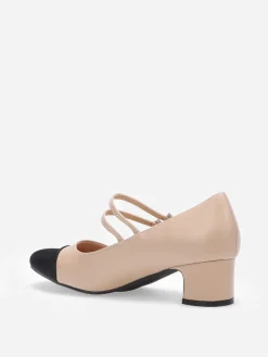 Best La Modeuse Escarpins bi-matières à brides Beige