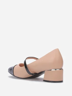 La Modeuse Escarpins bi-matières à détail perle Nude