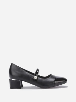 New La Modeuse Escarpins bi-matières à détail perle Noir