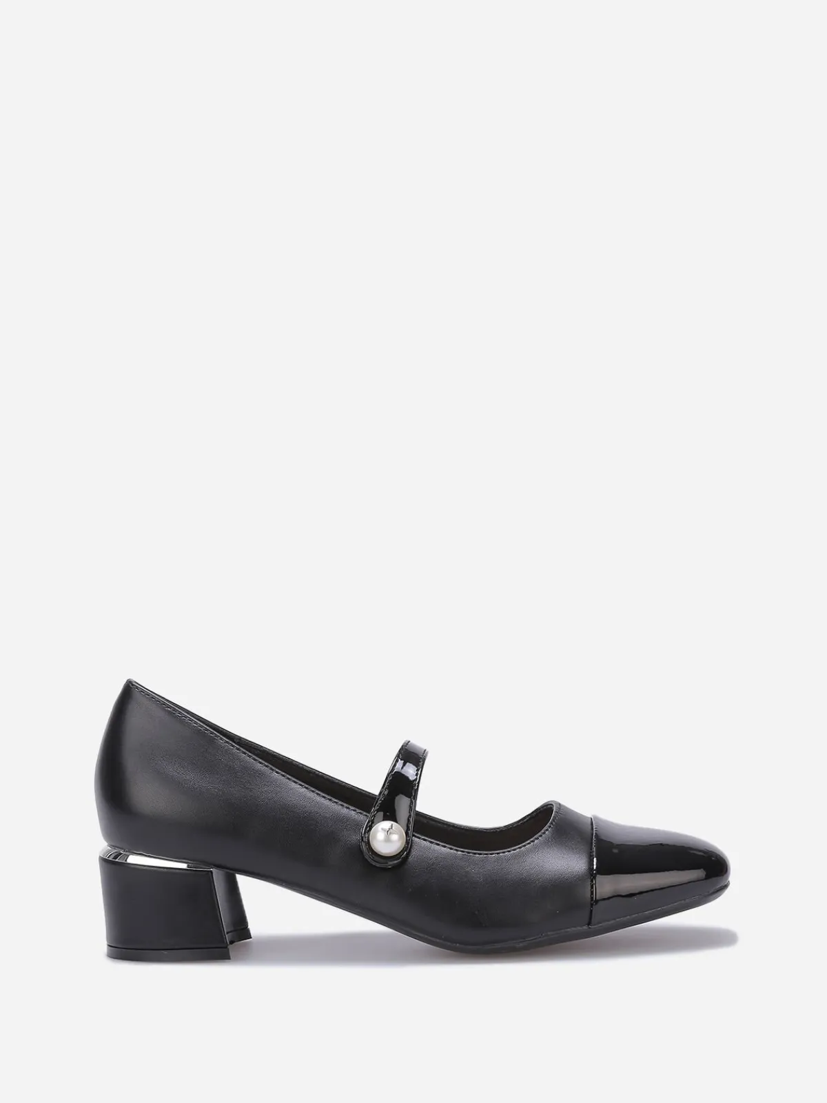 New La Modeuse Escarpins bi-matières à détail perle Noir