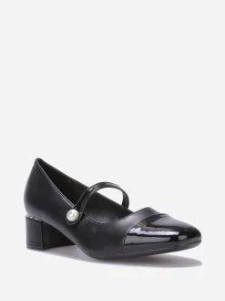 New La Modeuse Escarpins bi-matières à détail perle Noir