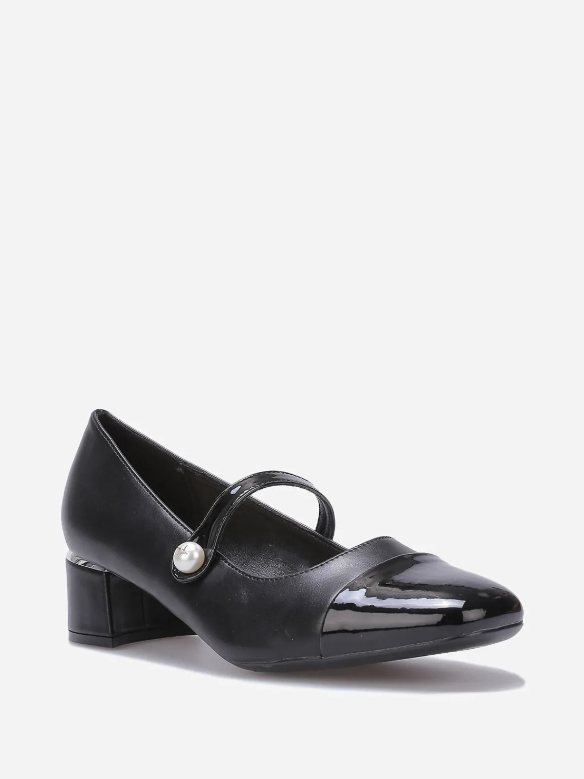New La Modeuse Escarpins bi-matières à détail perle Noir