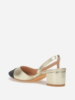 Clearance La Modeuse Escarpins bi-matières slingback Doré