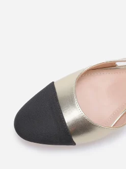 Clearance La Modeuse Escarpins bi-matières slingback Doré