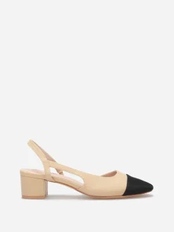 New La Modeuse Escarpins bi-matières slingback Beige