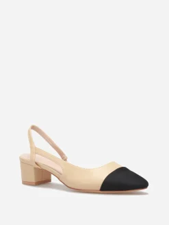 New La Modeuse Escarpins bi-matières slingback Beige
