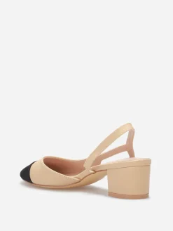 New La Modeuse Escarpins bi-matières slingback Beige