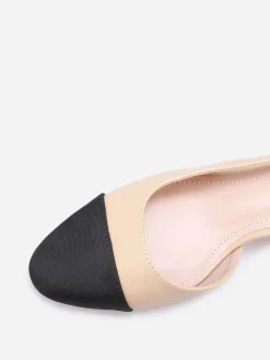 New La Modeuse Escarpins bi-matières slingback Beige