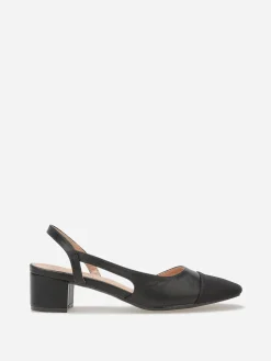 La Modeuse Escarpins bi-matières slingback Noir
