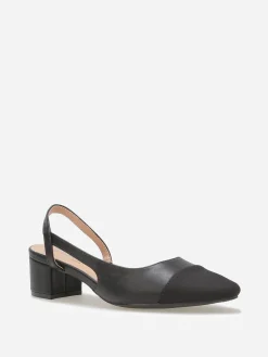 La Modeuse Escarpins bi-matières slingback Noir