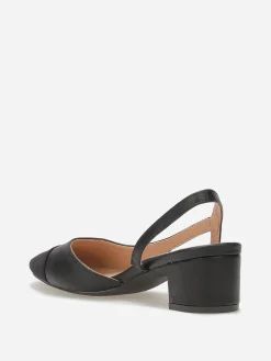 La Modeuse Escarpins bi-matières slingback Noir