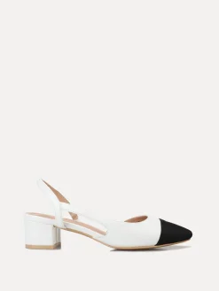 Clearance La Modeuse Escarpins bi-matières slingback Blanc