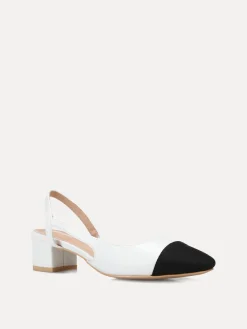 Clearance La Modeuse Escarpins bi-matières slingback Blanc