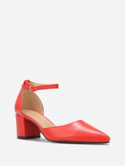 Discount La Modeuse Escarpins en simili à bride Rouge