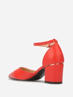 Discount La Modeuse Escarpins en simili à bride Rouge