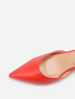 Discount La Modeuse Escarpins en simili à bride Rouge