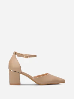 Online La Modeuse Escarpins en simili à bride Taupe