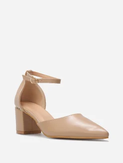 Online La Modeuse Escarpins en simili à bride Taupe