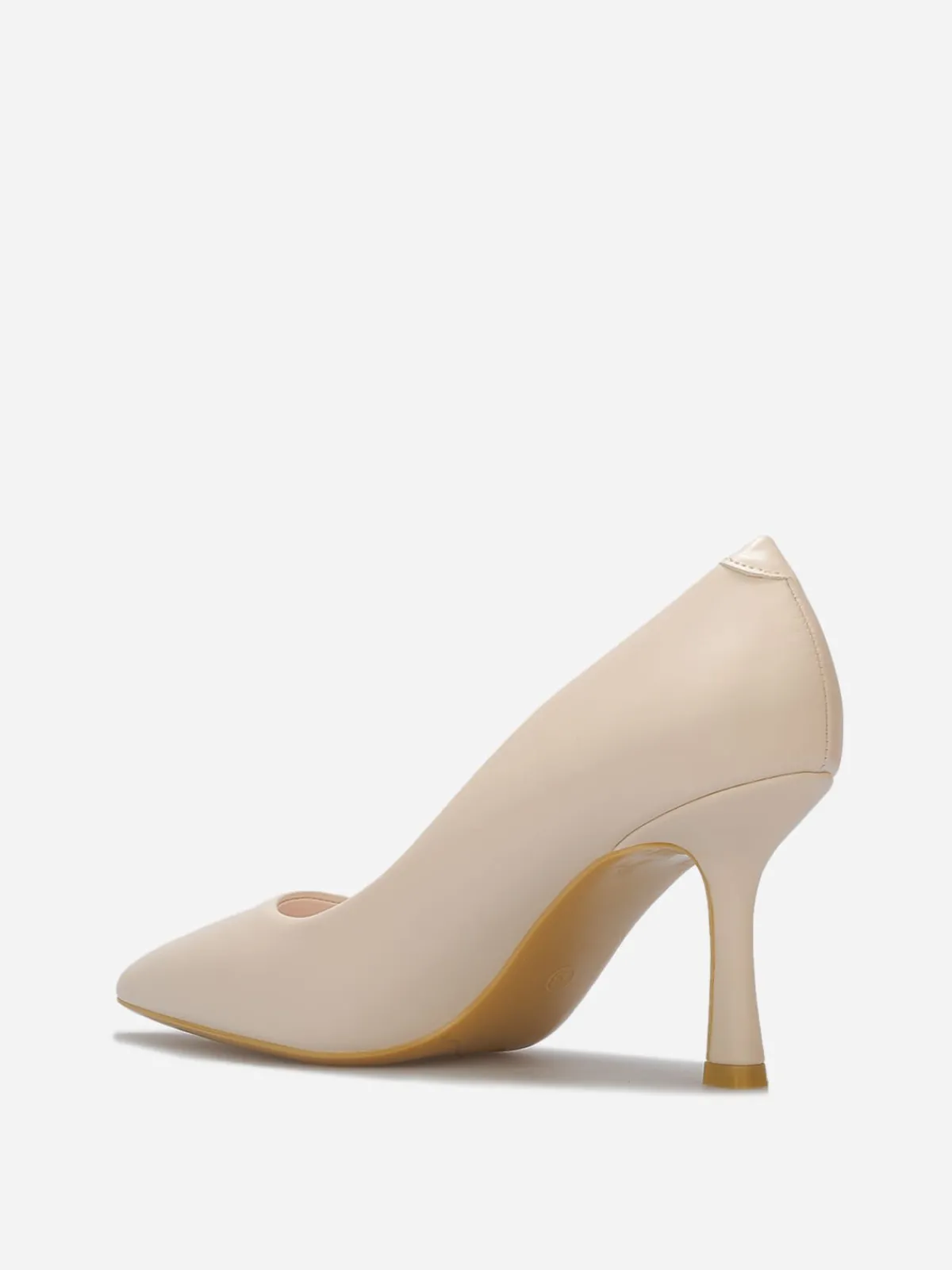 Discount La Modeuse Escarpins en simili à talon bobine fin Beige