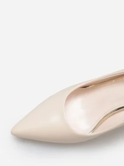 Discount La Modeuse Escarpins en simili à talon bobine fin Beige