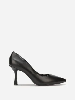 Online La Modeuse Escarpins en simili à talon bobine fin Noir