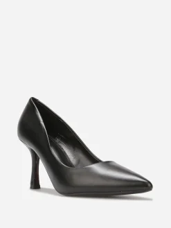 Online La Modeuse Escarpins en simili à talon bobine fin Noir