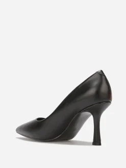 Online La Modeuse Escarpins en simili à talon bobine fin Noir