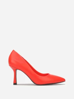 Best La Modeuse Escarpins en simili à talon bobine fin Rouge