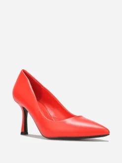 Best La Modeuse Escarpins en simili à talon bobine fin Rouge