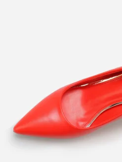 Best La Modeuse Escarpins en simili à talon bobine fin Rouge
