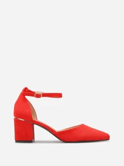 Best La Modeuse Escarpins en suédine à détails dorés Rouge