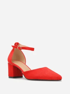 Best La Modeuse Escarpins en suédine à détails dorés Rouge