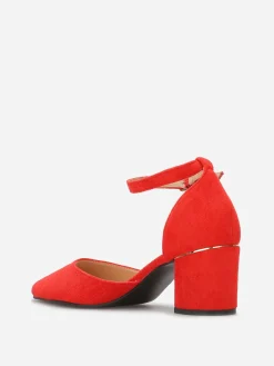 Best La Modeuse Escarpins en suédine à détails dorés Rouge