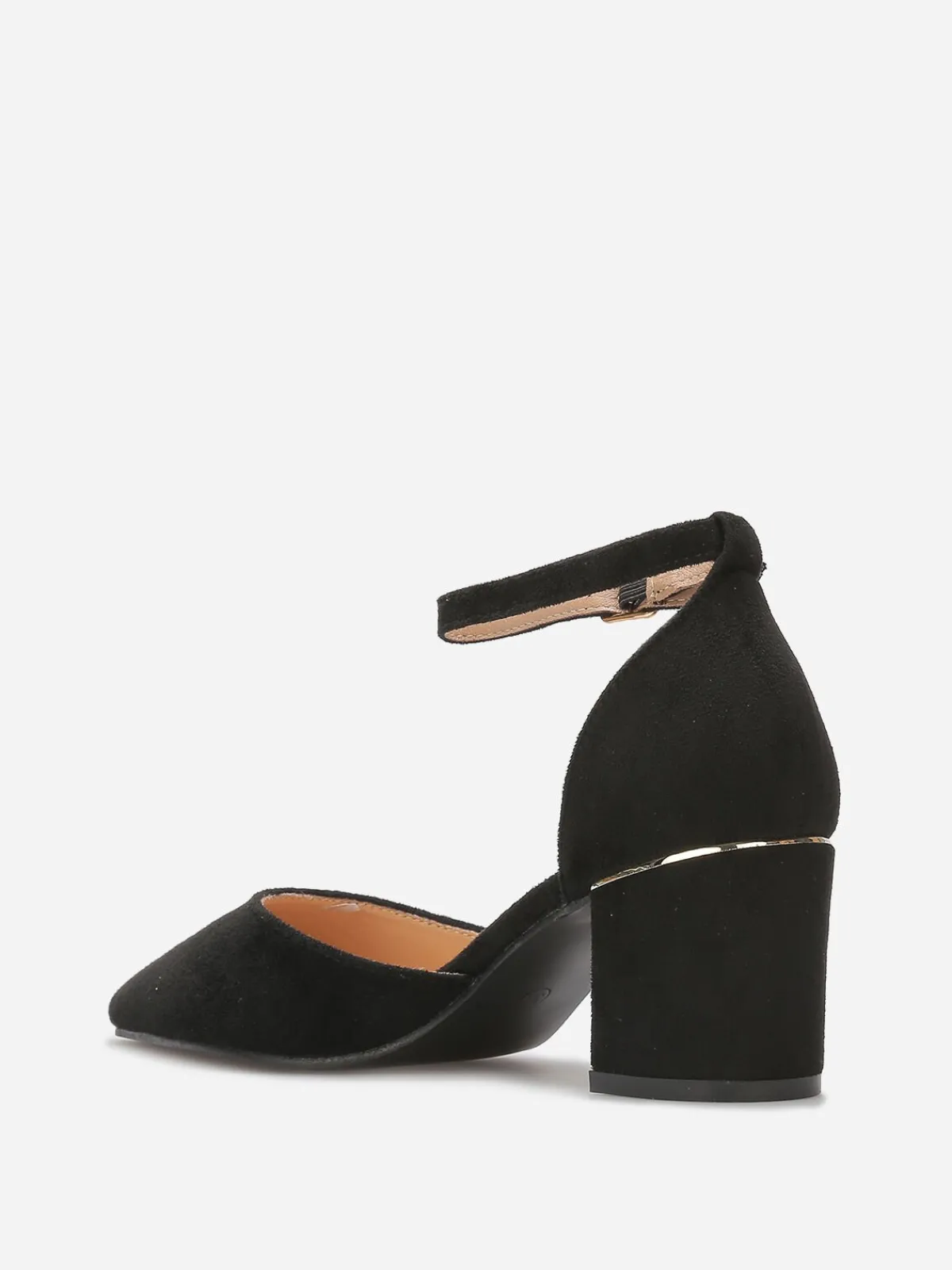 Clearance La Modeuse Escarpins en suédine à détails dorés Noir