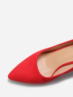 Online La Modeuse Escarpins en suédine et talon carré Rouge
