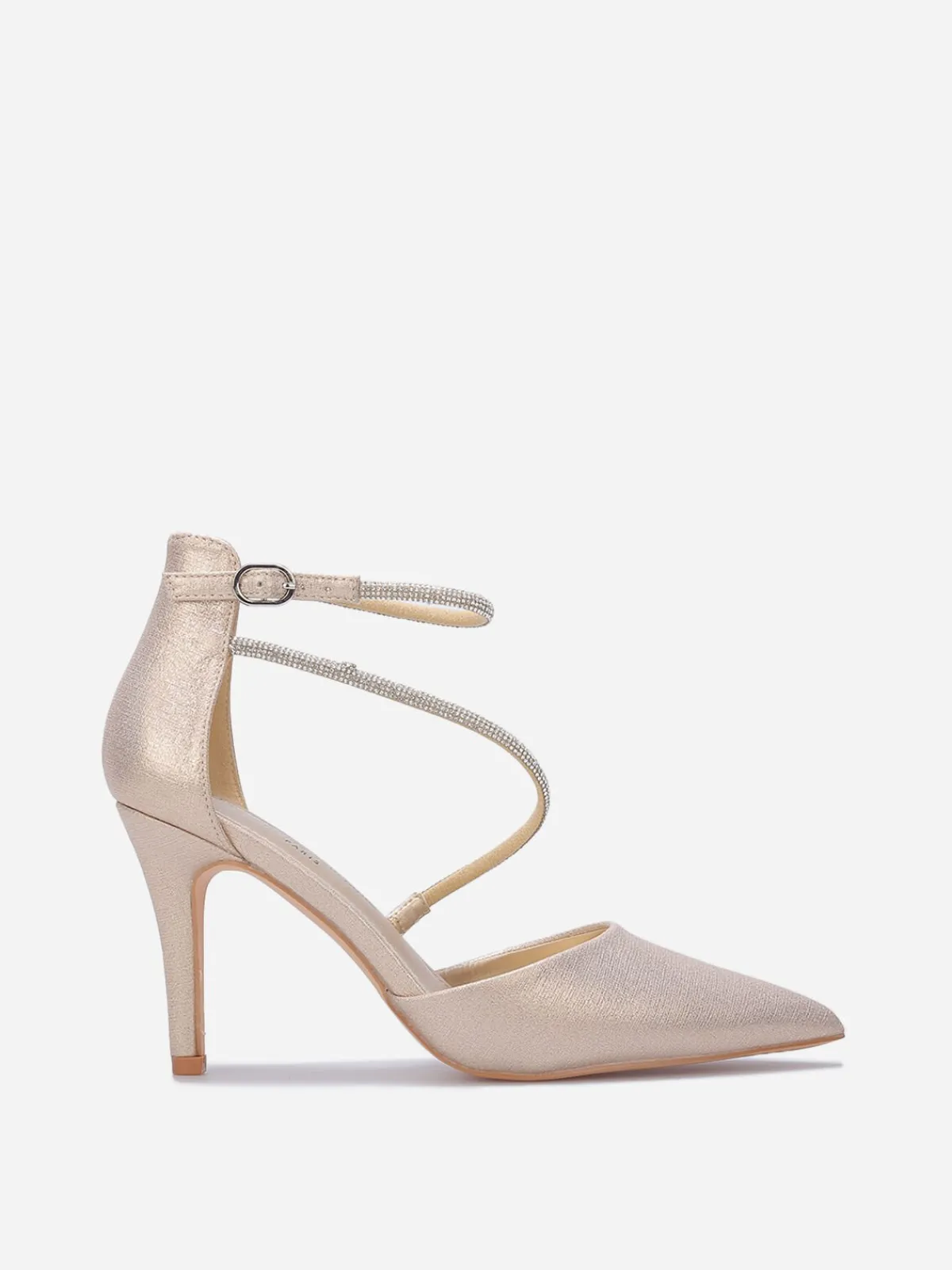 Outlet La Modeuse Escarpins métallisés à brides strassées Dorérose