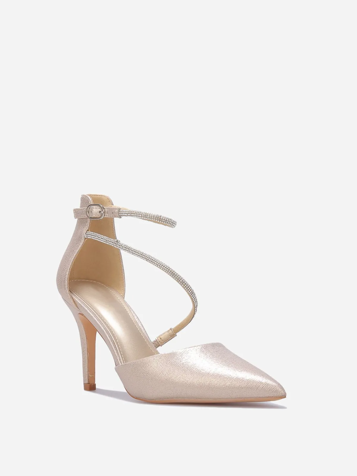 Outlet La Modeuse Escarpins métallisés à brides strassées Dorérose