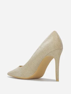 La Modeuse Escarpins pailletés à talon aiguille Doré