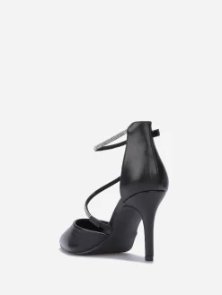 Outlet La Modeuse Escarpins pointus à brides strassées Noir