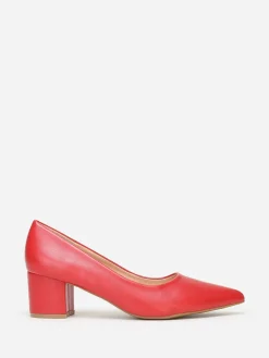 Sale La Modeuse Escarpins pointus  à large talon grandes tailles Rouge