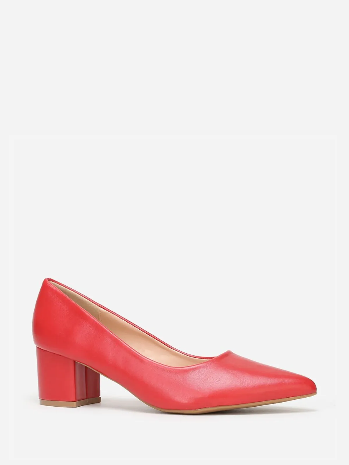Sale La Modeuse Escarpins pointus à large talon grandes tailles Rouge