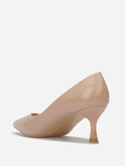 Discount La Modeuse Escarpins pointus à petit talon Beige