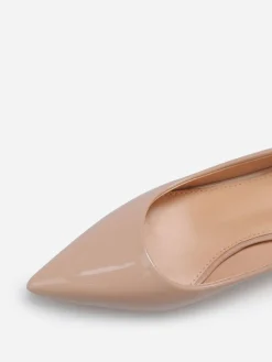 Discount La Modeuse Escarpins pointus à petit talon Beige