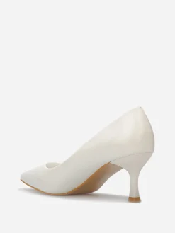 Sale La Modeuse Escarpins pointus à petit talon Blanc