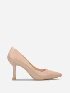 Clearance La Modeuse Escarpins pointus à talon bobine Beige