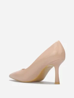 Clearance La Modeuse Escarpins pointus à talon bobine Beige