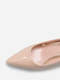Clearance La Modeuse Escarpins pointus à talon bobine Beige